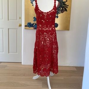 The Lady In Red Crochet Stunner Dress